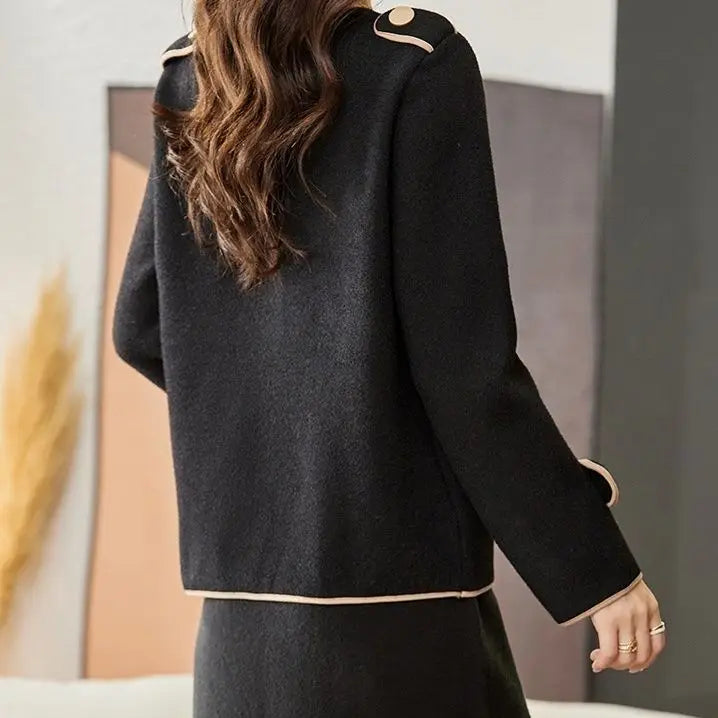 Rynx | Autumn and Winter Wool Clothing Small Scent Style Korean Collarless Loose Top Women Autumn and Winter Style Outer Wear Jackets