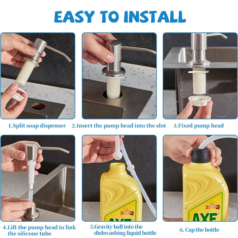 Lisslune | Kitchen Sink Built-in Liquid Soap Dispenser Kit
