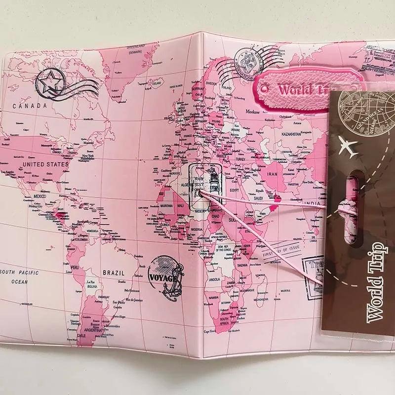 Lisslune | Chic 3D Printed Passport Holder with Card Slots and Synthetic Leather Texture