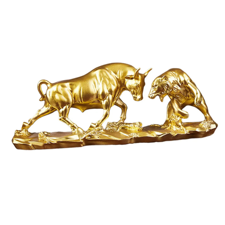 Lisslune | Feng Shui Bear and Bull Statue, Bull Figure, Collection Cow Sculptures Animal