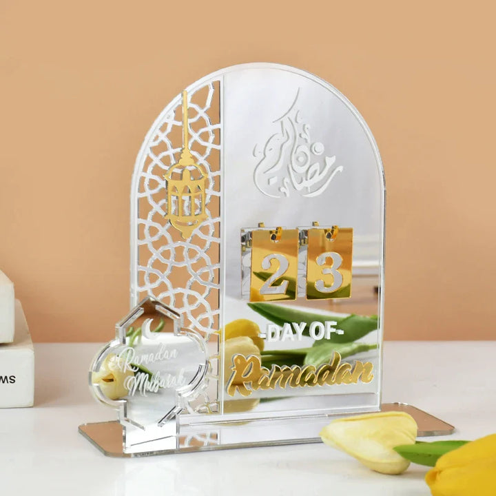 Rynx Acrylic Ramadan Countdown Calendar Gifts Day of Ramadan Calendar with Replacement Number Eid Mubarak Home Decoration Ornament