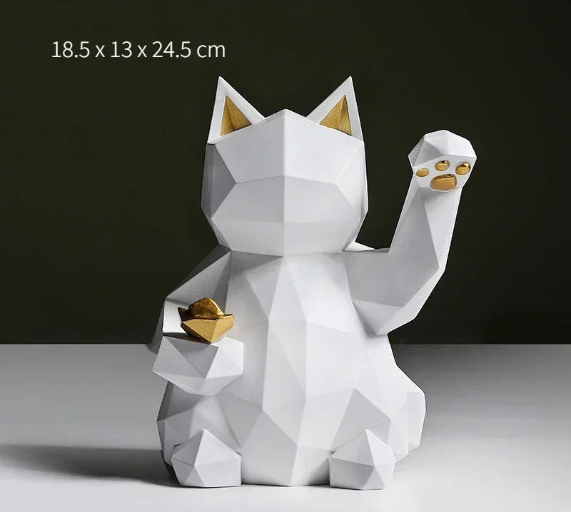 Lisslune | Nordic Minimalism Geometry Lucky Cat Statues