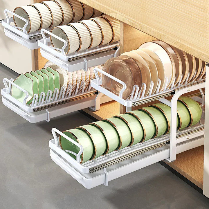 Lisslune | Kitchen Cabinet Sliding Storage Dish Rack