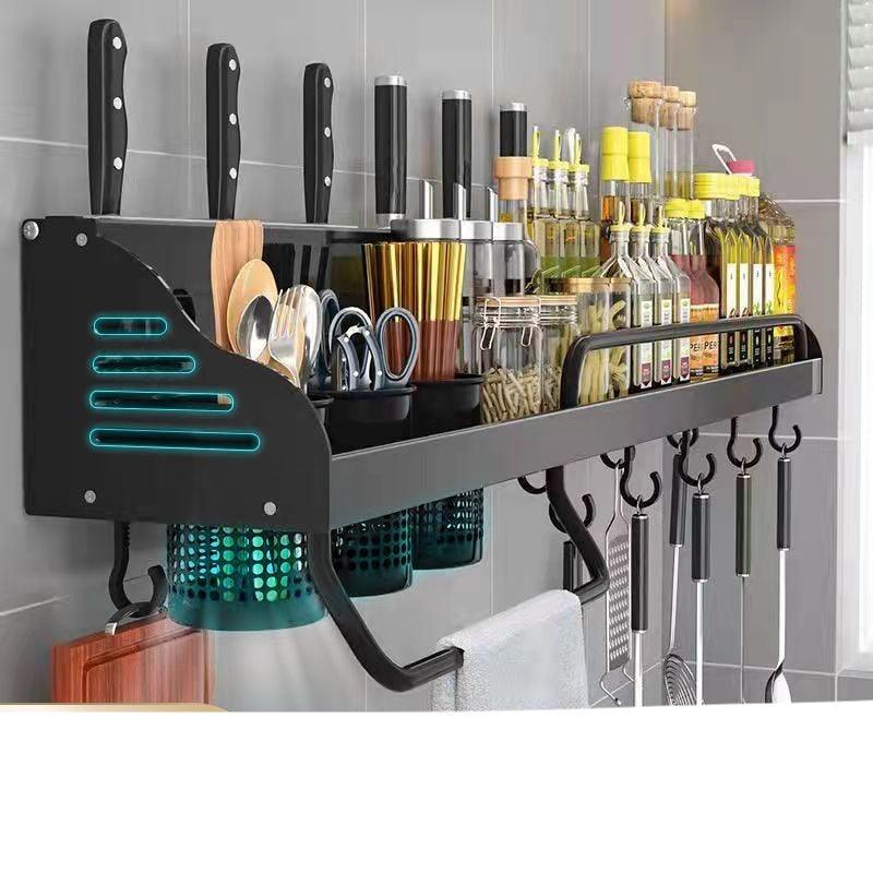 Lisslune | Wall-mounted aluminum kitchen organizer with chopstick holder - Maximize space efficiency