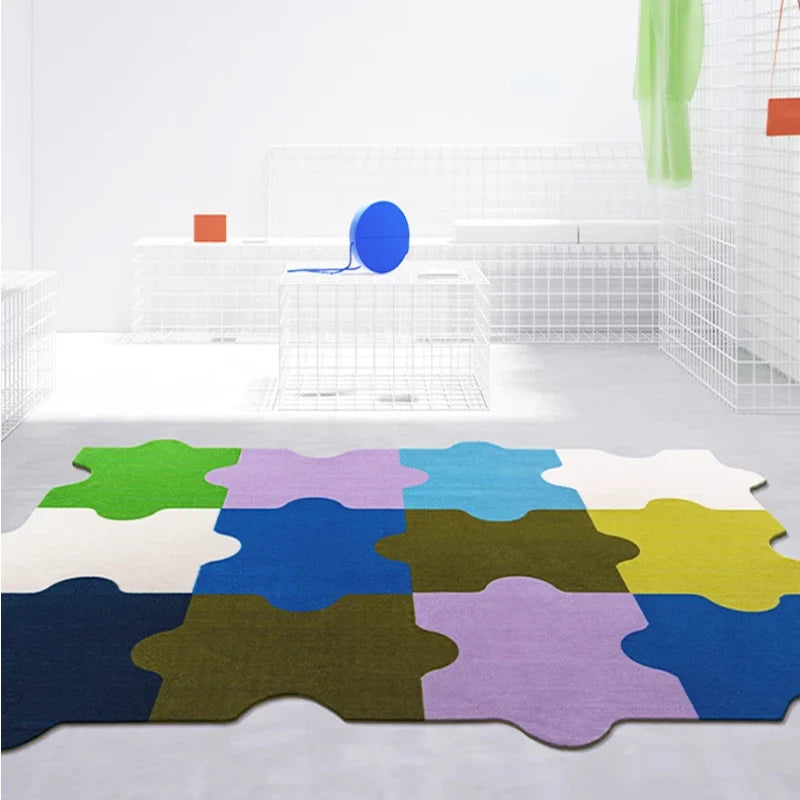 Rynx | Creative Style Rugs for Living Room Luxury Bedroom Decor Puzzle-Shaped Rug Home Plush Doormat Fluffy Soft Washable Rug