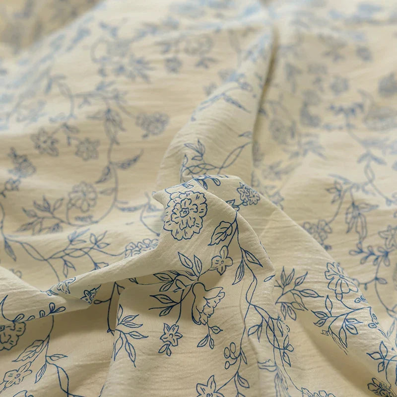 Rynx | Korean Style Flower Bedding Set 2024 New Washed Cotton 4-piece Bed Sheet Set Duvet Cover Set for Girls Bedding Decor Home