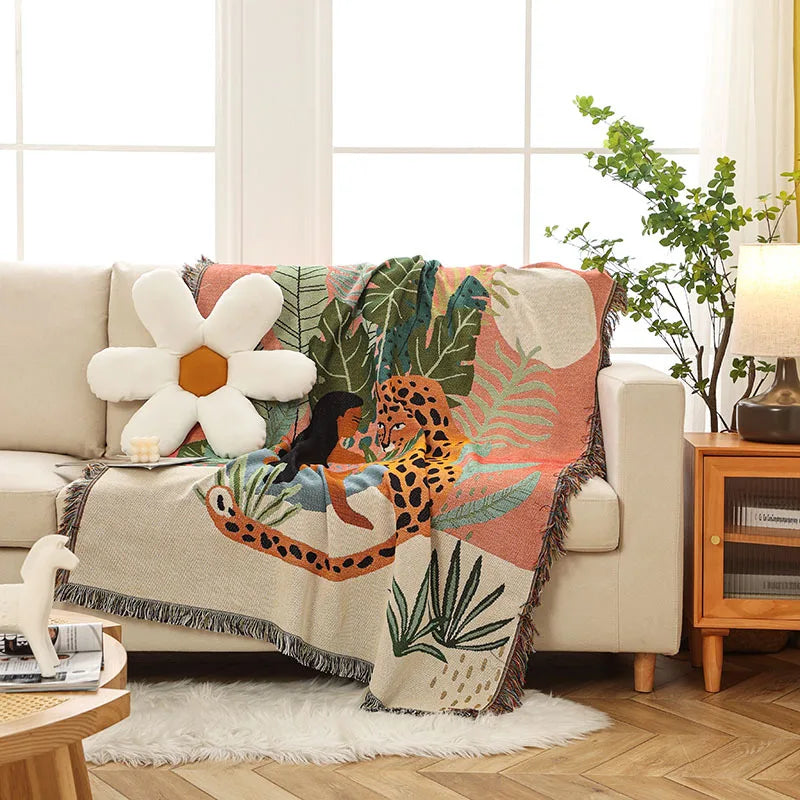 Lisslune | Jungle Cats Woven Throw Blanket