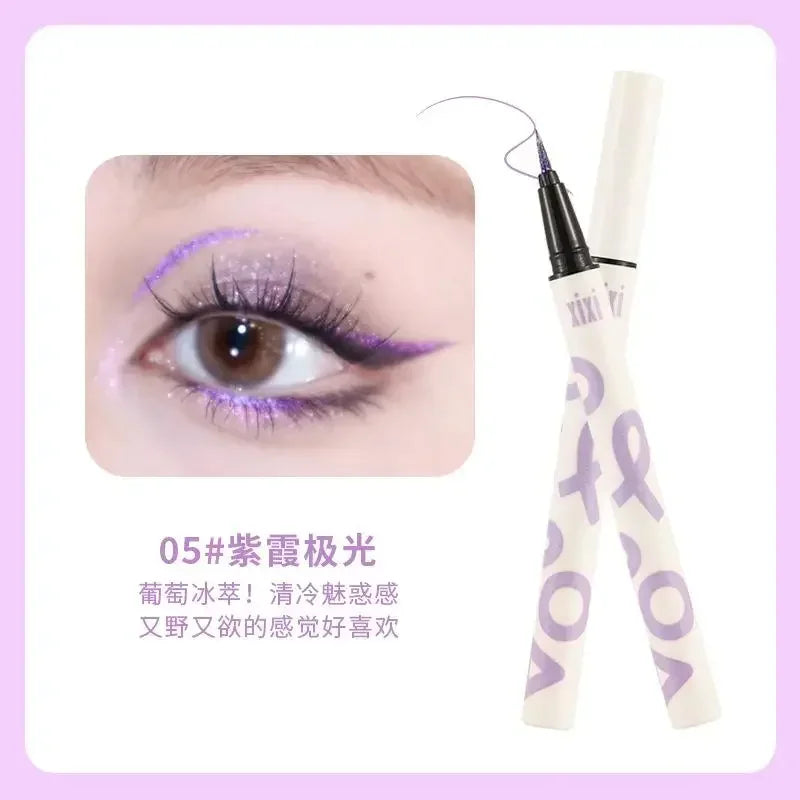 Rynx | Glitter Liquid Eyeliner Pen Waterproof Purple Pink Blue Eye Liner Pen Long-lasting Quick Dry Eye Makeup Cosmetics