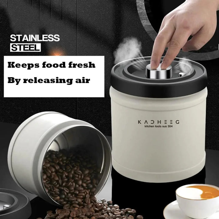 Lisslune | Premium Stainless Steel Coffee Storage Container Set with CO2 Release Valve - Maximize Freshness & Kitchen Organization