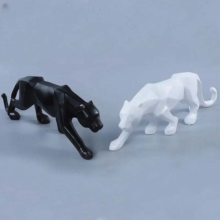Lisslune | Panther Statue, Animal Figure, Abstract Geometric Style, Resin, Leopard Sculpture, Home Office, Desktop Decoration, Crafts