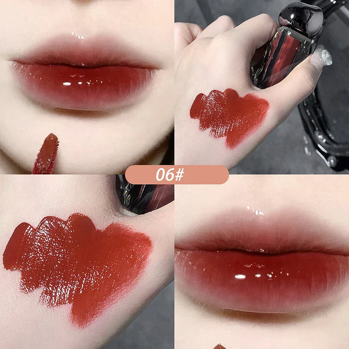 Rynx | Dark Purple Lipgloss Water Light long-lasting clear moisturizing Mirror Pink Peach Lip Tint non-sticky Cup liquid lipstick Makeup