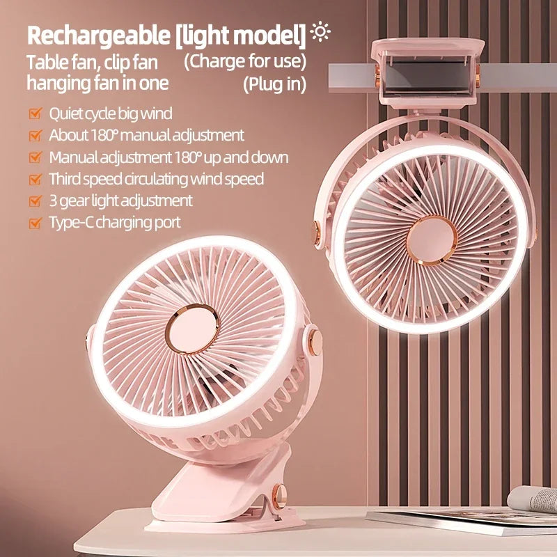 Lisslune | Multi-Angle Outdoor Clip-On Rechargeable Cooling Fan