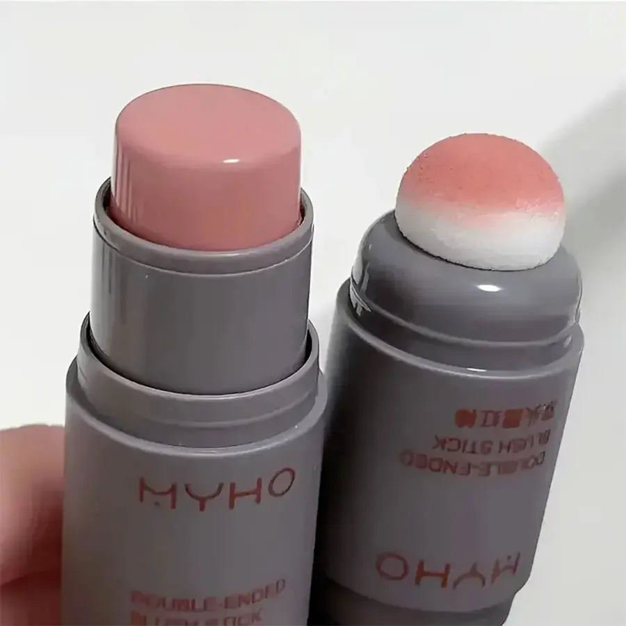 Rynx | Double-Head Sponge Monochrome Powder Blusher Lip and Cheek Dual-Use Durable Matte Natural Blush Powder Blusher Stick Light Natural