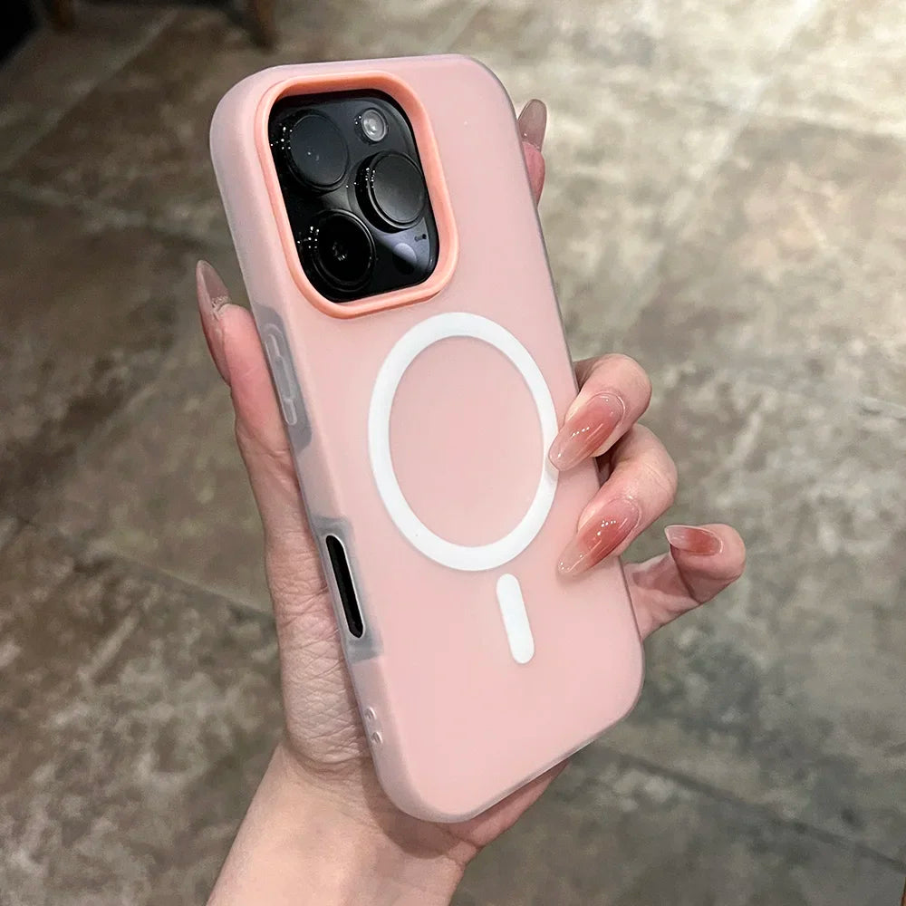 Lisslune | Weiche Gummi-Gummi-Bonbons Farbe Für Magsafe Telefonhülle Für iPhone 16 15 14 13 12 11 Pro Max Plus Drahtloses Laden 2 IN 1 Hülle