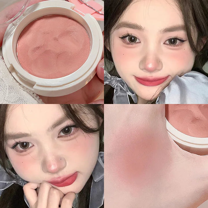 Rynx | Air Cushion Rouge Mud Matte Velvet Mist Gentle Cheek Tint Peach Pink Rouge with Puff Blush Korean Alternatives Makeup Women's Cosmetics