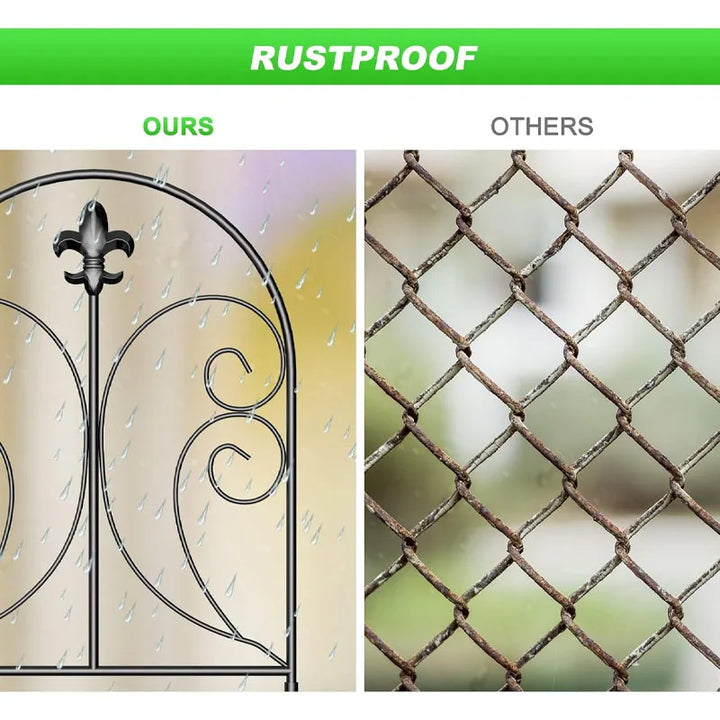 Rynx | 10-pack decorative garden fence, 24in(H) x 10ft(L) stainless steel animal barrier for the garden, dog & rabbit border, curved D