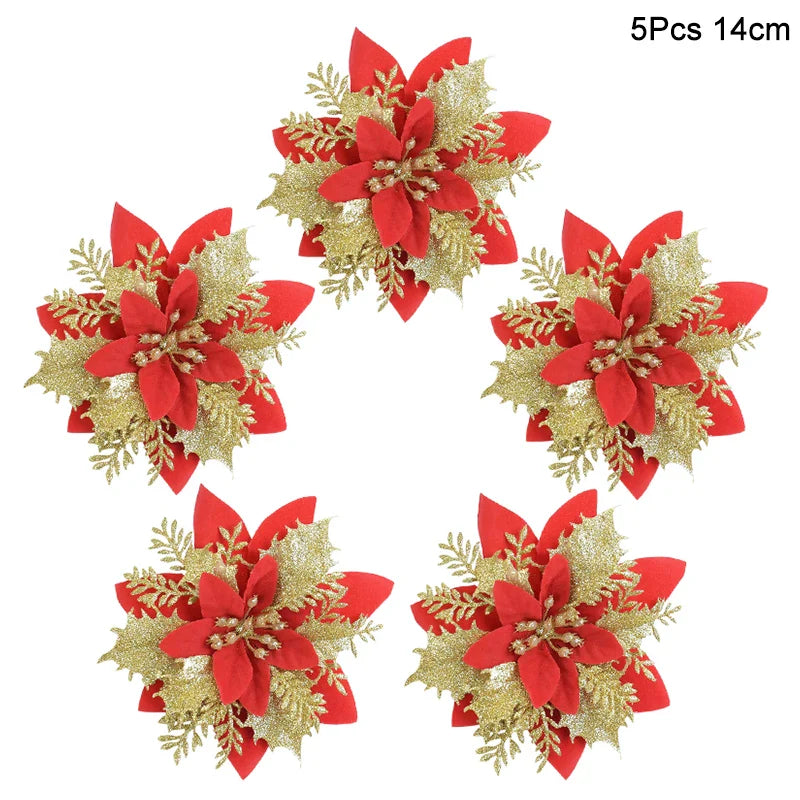 Rynx 5 Piece Christmas Red Berries Artificial Flower Pine Cone Branch Christmas Tree Decorations Ornament Gift Packaging Home DIY Wreath