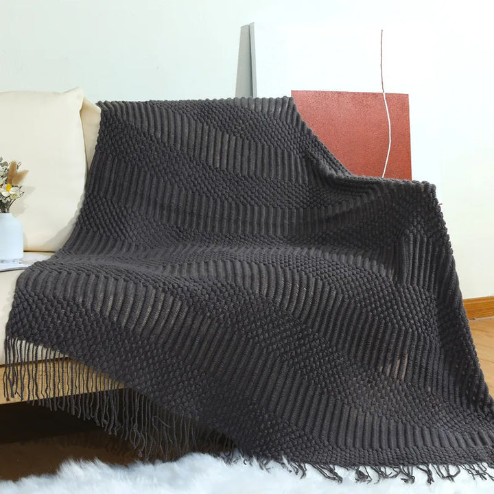 Lisslune | purple diamond knit blanket