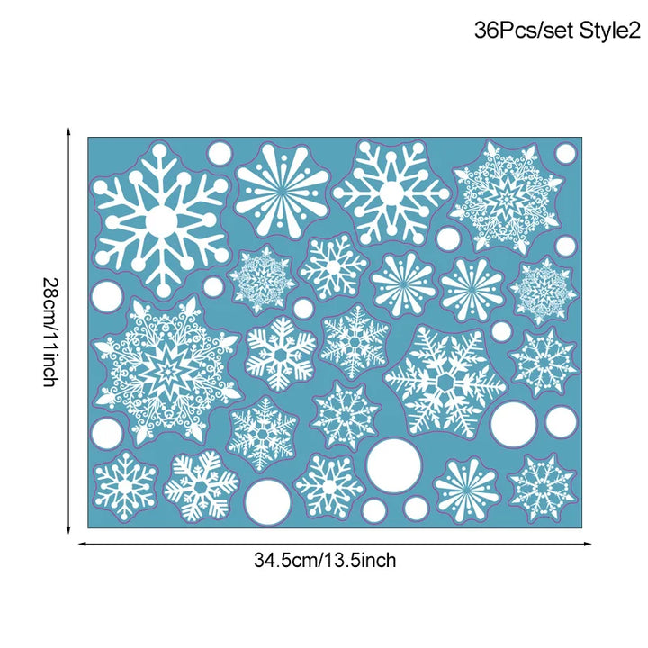 Rynx 36 Pieces/Set White Snowflake Christmas Wall Stickers Glass Window Stickers Christmas Decoration for Home New Year Gift Navidad 2024