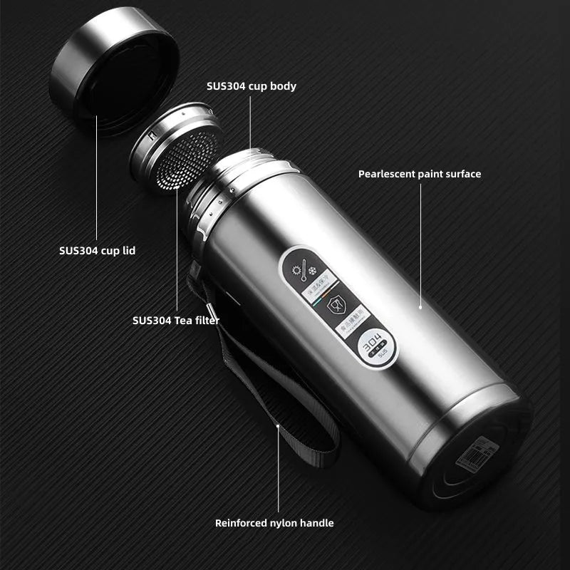 Lisslune | TempraBottle – Smart Thermos Bottle with LED Temperature Display (800ml–1L)