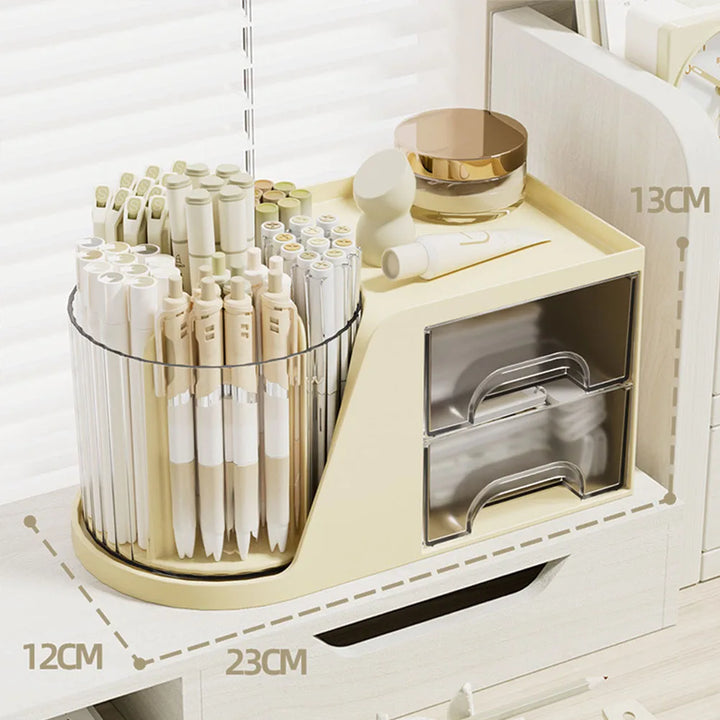 Rynx | Rotatable Organizer Boxes Removable Storage Organizer Makeup Brushes Lipstick Drawer Style Desk Makeup Storage Organizer