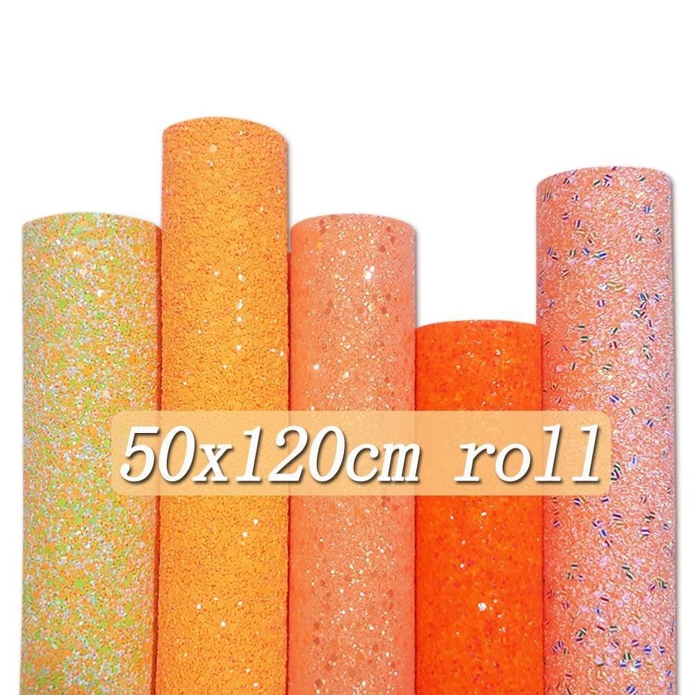 Lisslune | Lively Orange Glitter Faux Leather Craft Roll for Creative Projects