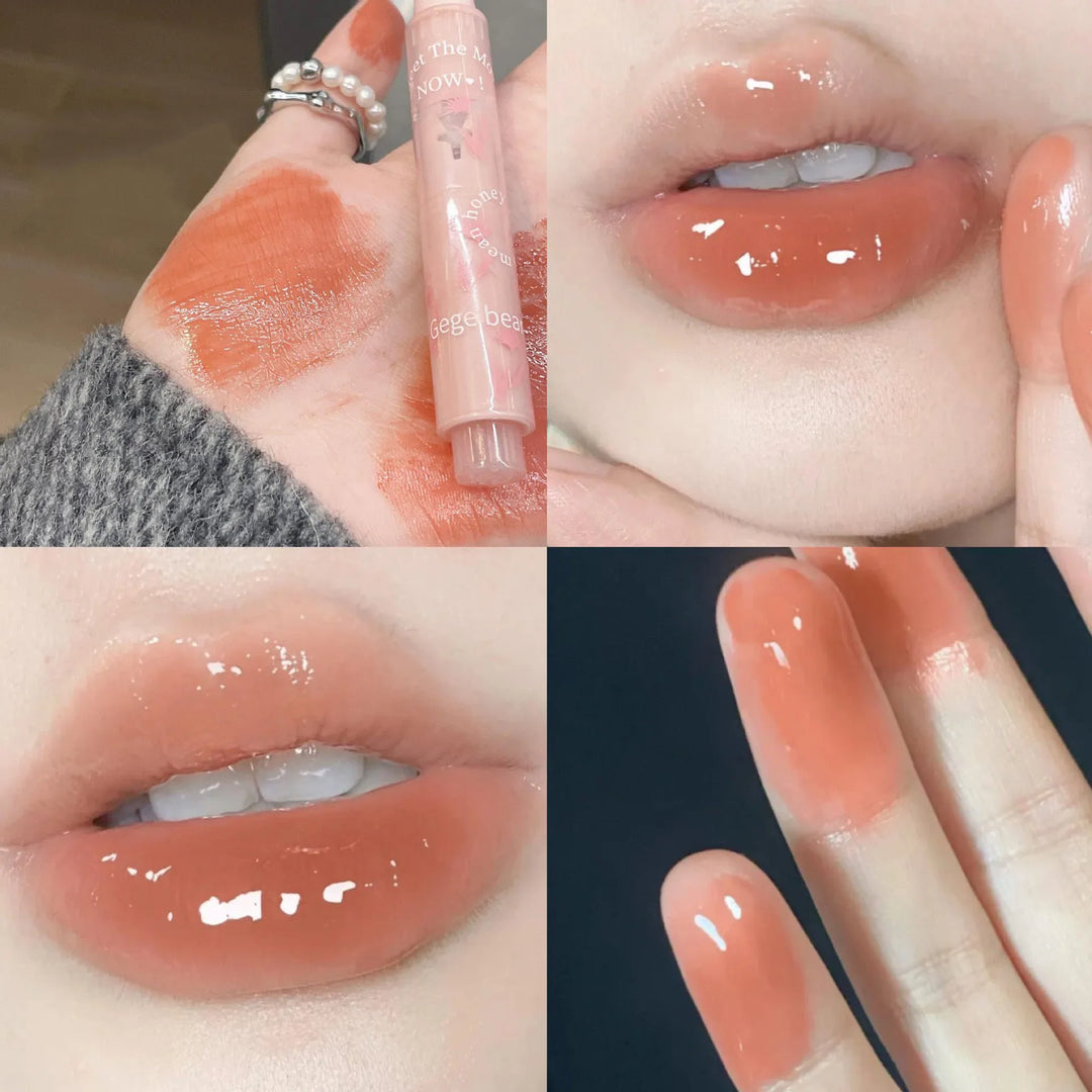 Rynx | Water-light Lip Glaze Mirror Glitter Lip Color Long-lasting Moisturizing Love Heart Shape Solid Lipstick Pencil Lip Makeup Cosmetics