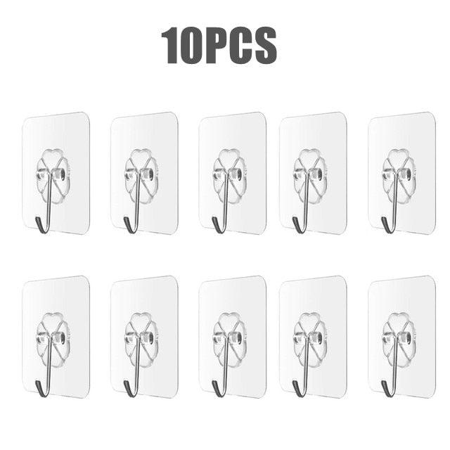 Lisslune | Transparent self-adhesive hooks set: 10 durable and space-saving solutions
