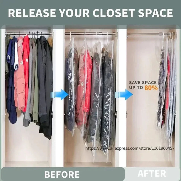 Lisslune | VACUUM STORAGE BAGS – Hanging Vacuum Storage Bags for Clothes – Space Saving & Dustproof (Set of 3)
