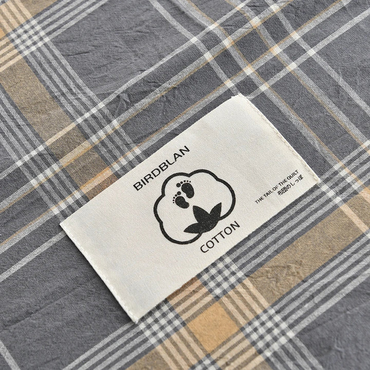 Rynx | 100% Cotton Duvet Cover Set with Pillowcase Japanese Style Grid Duvet Cover 220x240 Duvet Cover Set King Size