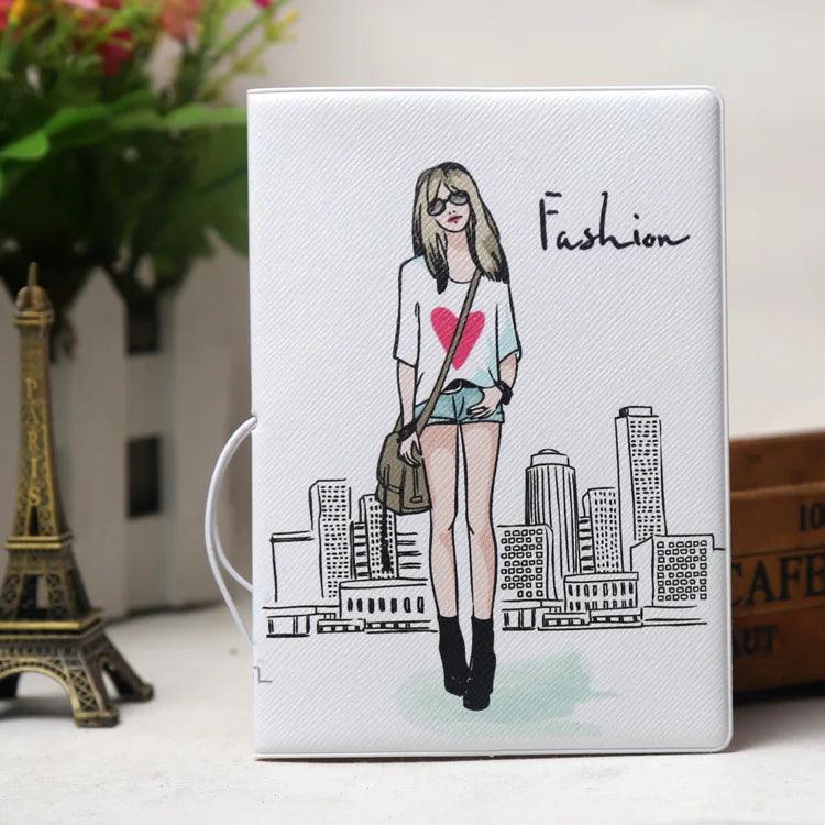 Lisslune | Chic 3D Printed Passport Holder with Card Slots and Synthetic Leather Texture