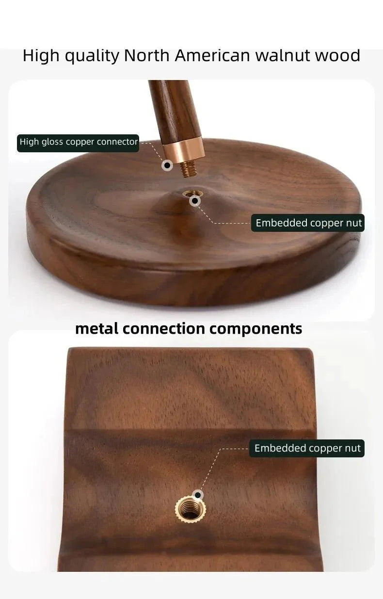 Lisslune | Elegant Walnut and Copper Earphone Holder - Stylish Organizer for a Refined Workspace