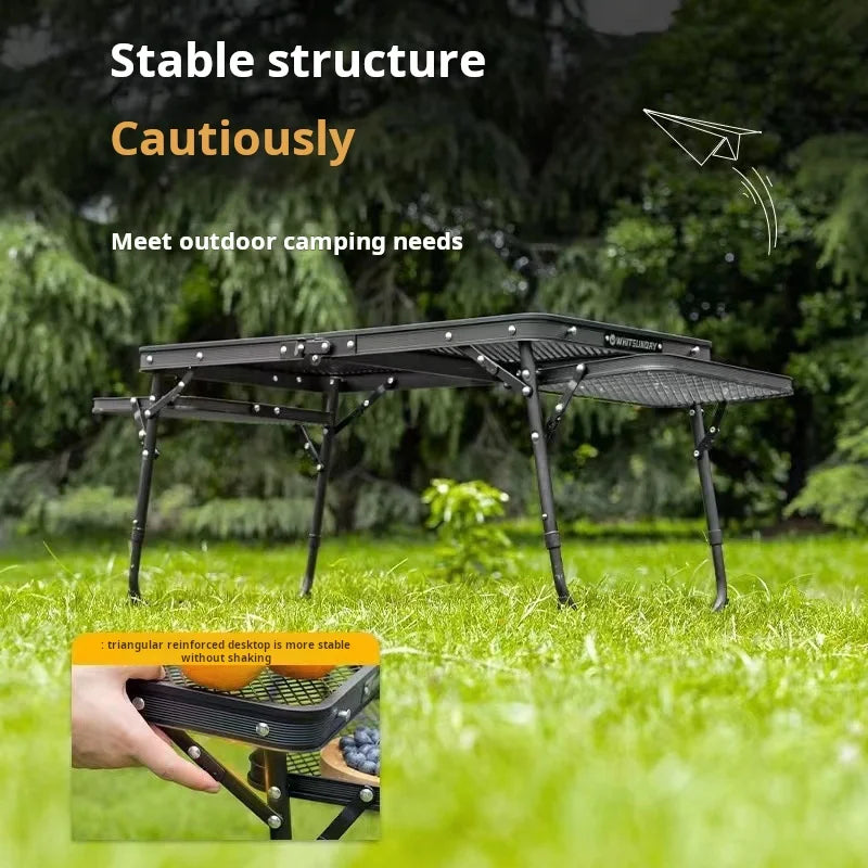 Rynx | New Outdoor Foldable Net Table Iron Net Table Lifting Table Outdoor Picnic Foldable Table Portable Double Ear Camping Table