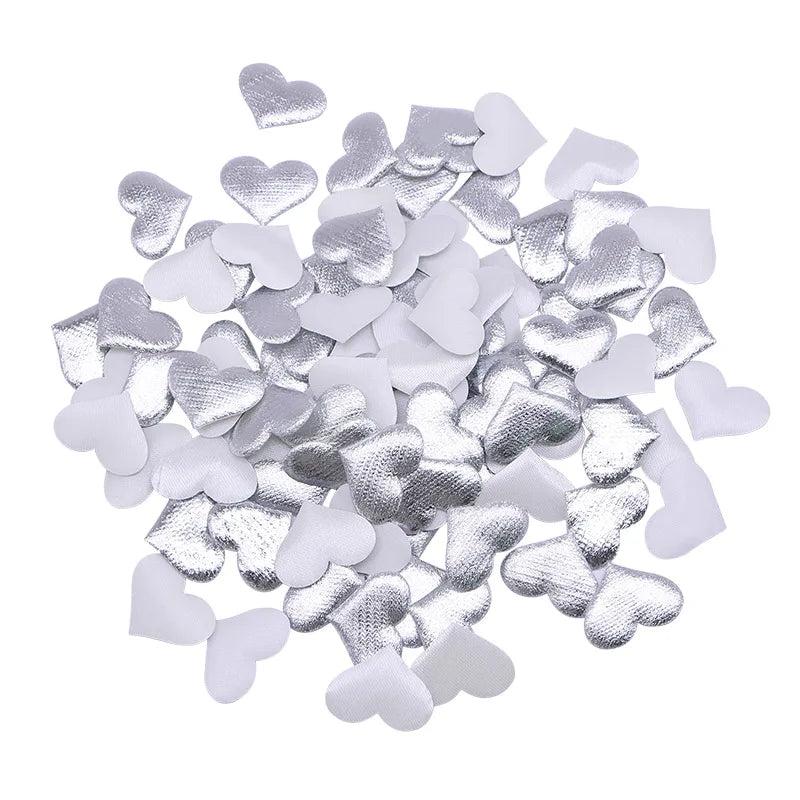 Rynx 100pcs 35mm Romantic Sponge Satin Fabric Heart Petals Wedding Confetti Table Bed Heart Petals Wedding Valentine's Day Decoration
