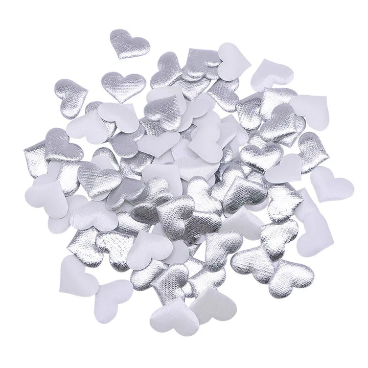 Rynx 100pcs 35mm Romantic Sponge Satin Fabric Heart Petals Wedding Confetti Table Bed Heart Petals Wedding Valentine's Day Decoration
