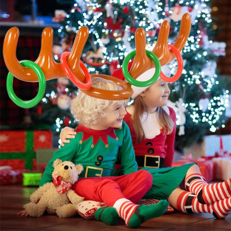 Rynx Inflatable Christmas Reindeer Antler Hat Ring Toss Fun Family Game Kids Gift Toy Christmas Party Supplies 2024 Christmas Decoration