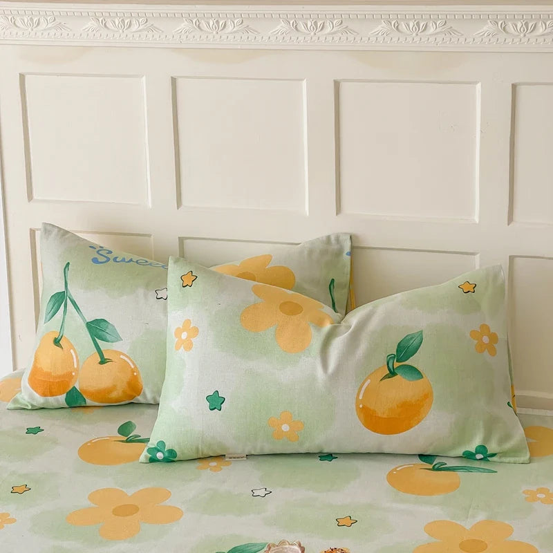 Rynx | 100% Cotton Thickened Pillowcase 48cm*74cm 2 Pieces Beauty Floral Print Pillowcase for Bedroom