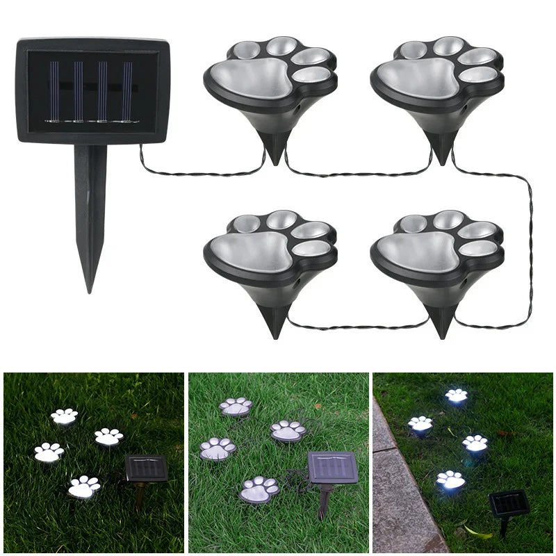 Lisslune | Solar lamp in paw print design – LED garden lighting in multicolor for outdoor use