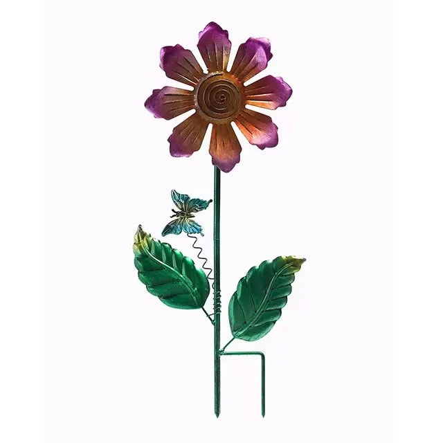 Rynx | Outdoor Garden Metal Flower Art Ground Insert Decorative Plant Sculpture For Garden Courtyard Lawn Ground Decor Ornament