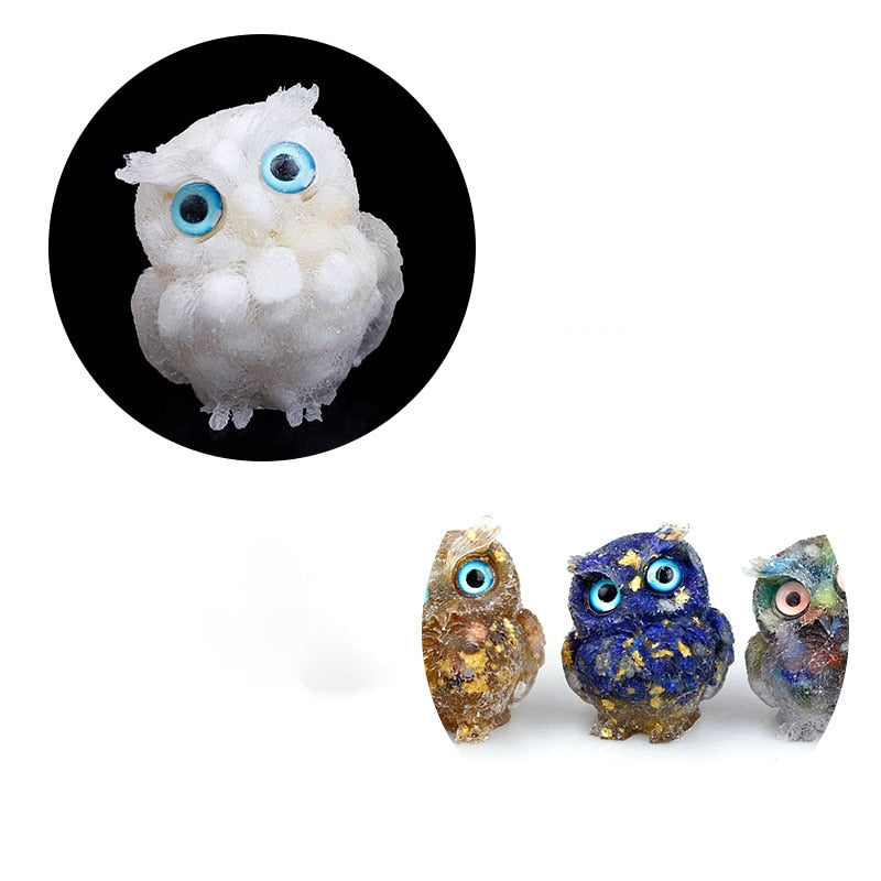 Lisslune | Natural Crystal Owl Figurine: Handmade Collector's Item