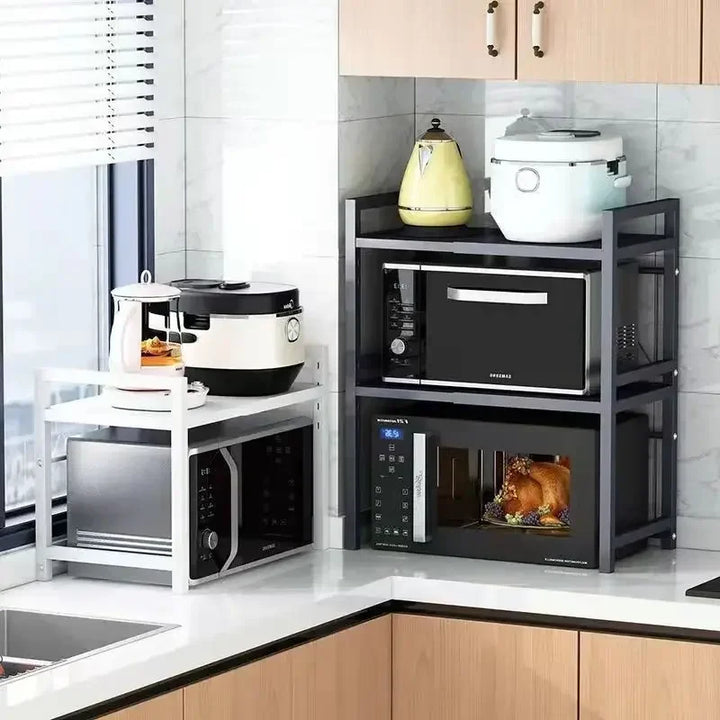 Lisslune | Carbon Steel Retractable Double-Layer Kitchen Shelf – Milo