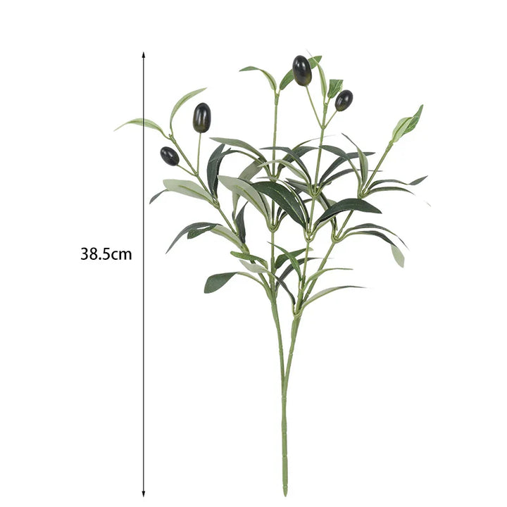 Rynx 1/3 Piece Artificial Olive Leaves Tree Branch Green Plant with Fruits for Home Garden Vase Decoration Wedding Bouquet Silk Flowers