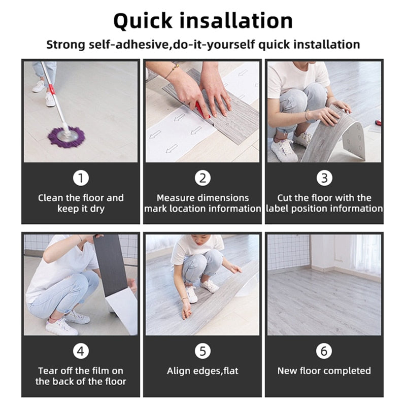 Lisslune | Modern Wood Grain PVC Self-Adhesive Floor Sticker