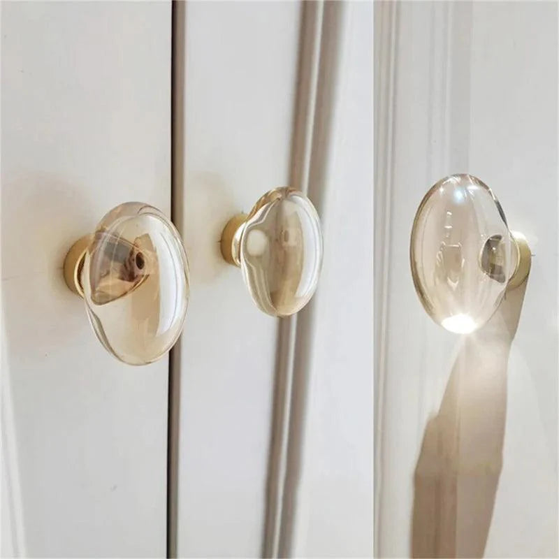 Lisslune | Chic Gold-Base Crystal Glass Knobs for Stylish Kitchen Cabinets and Furniture