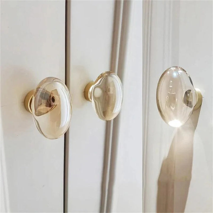 Lisslune | Chic Gold-Base Crystal Glass Knobs for Stylish Kitchen Cabinets and Furniture