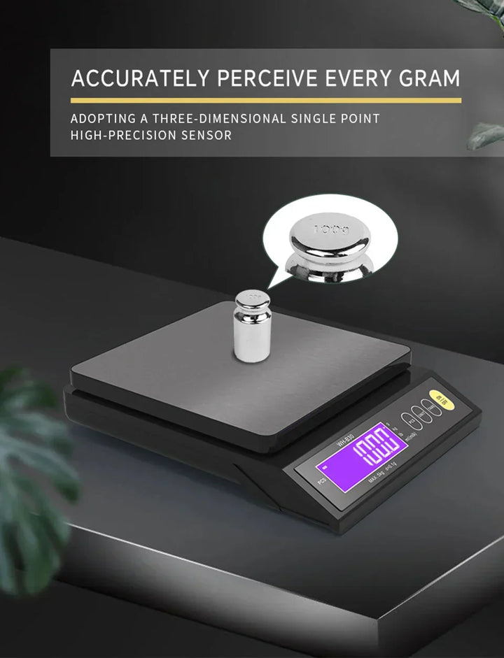 Lisslune | 5 kg/0.1 g and 10 kg/1 g digital electronic kitchen scale, LCD display, fully waterproof stainless steel weighing tool for baking