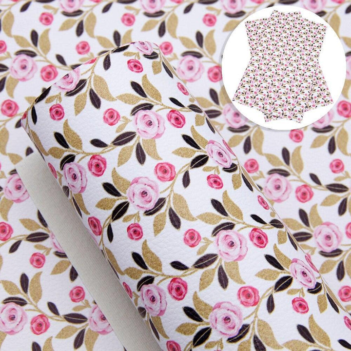 Lisslune | Floral Lychee Blossom Synthetic Leather Crafts Sheet - 20x33cm