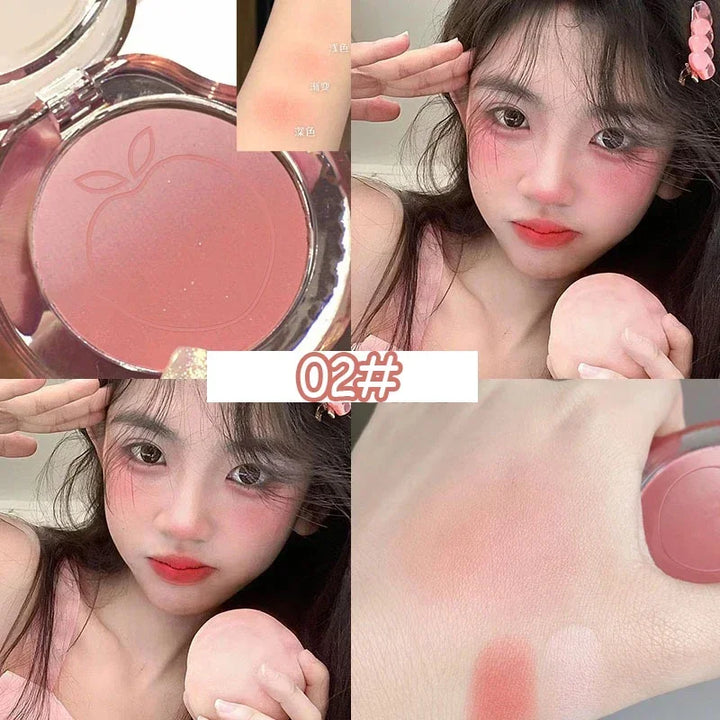 Rynx | Peach Pink Blusher Matte Purple Cheek Color Blush Make-up Durability Brightness Face Silky Smoothness Blush Powder Palette Cosmetics
