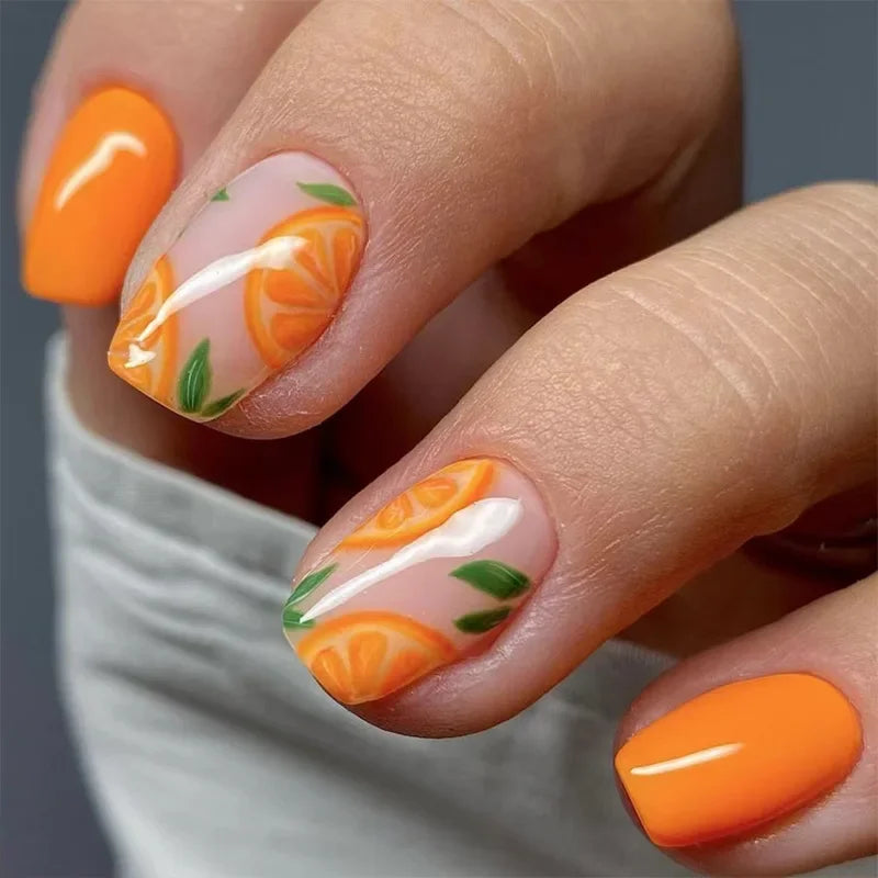 Rynx | 24 Piece Square Press-on Nails Set with Pink Flower Patterns Full Coverage Acrylic Nail Tips Glue for Stylish Women/Girls