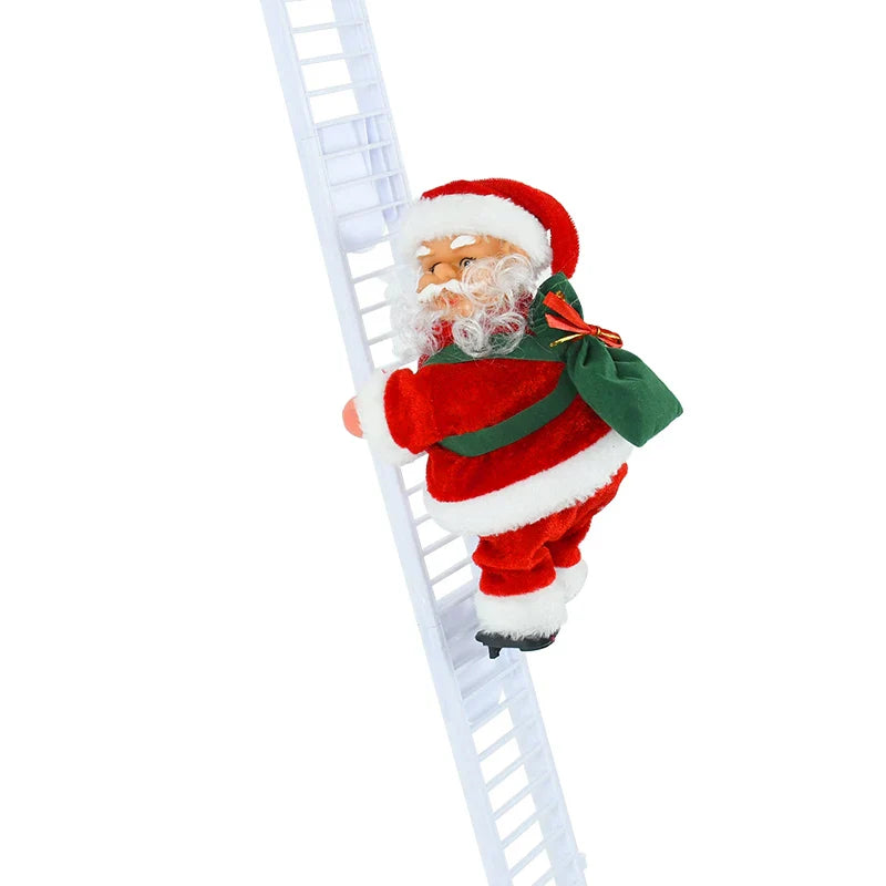 Rynx Santa Claus Doll Climbing Ladder with Music Christmas Tree Ornaments Decorations For Home 2025 Christmas New Year Kids Gift